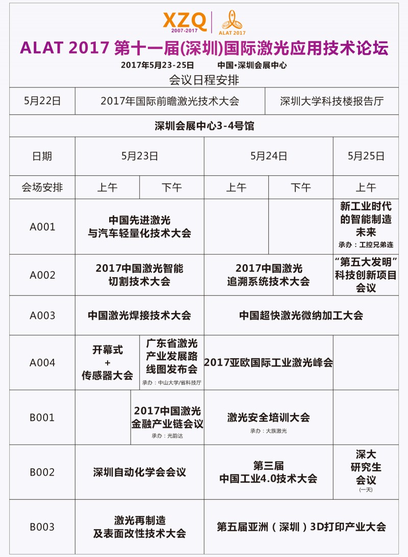 ALAT2017亚洲激光应用技术论坛日程安排表-图片